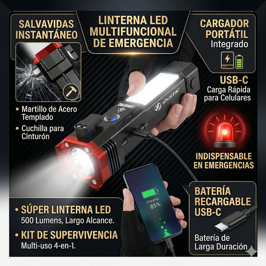 Martillo Multifuncional Pro: Linterna, Herramientas y Más en tu Bolsillo. 🔦